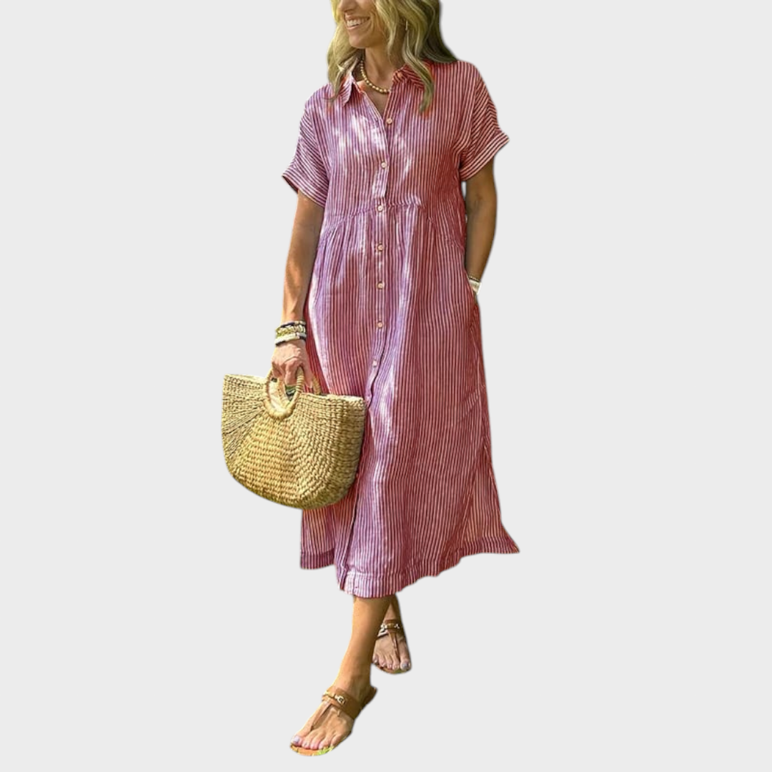 Лиляна - Стилна райета рокля за всеки повод