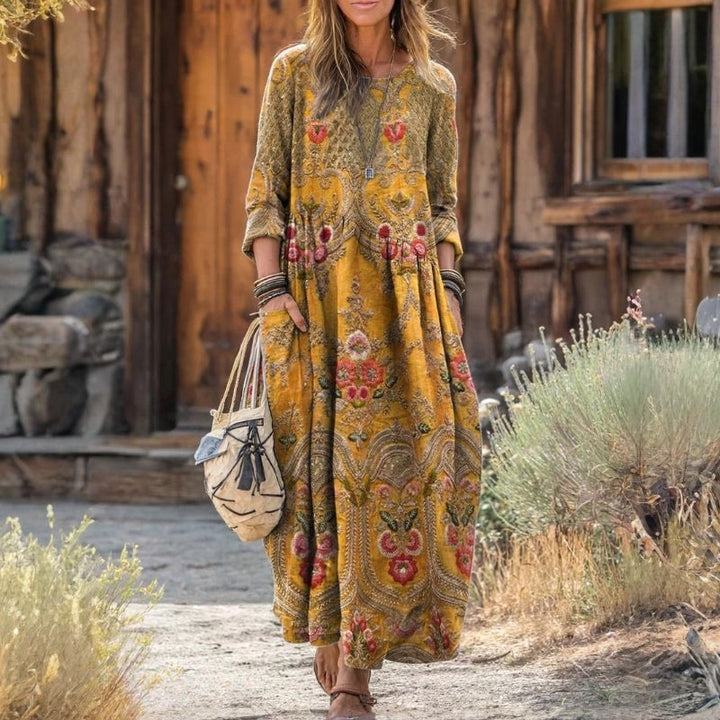 Елегантна Винтидж Рокля с Цветен Узор за Специални Поводи