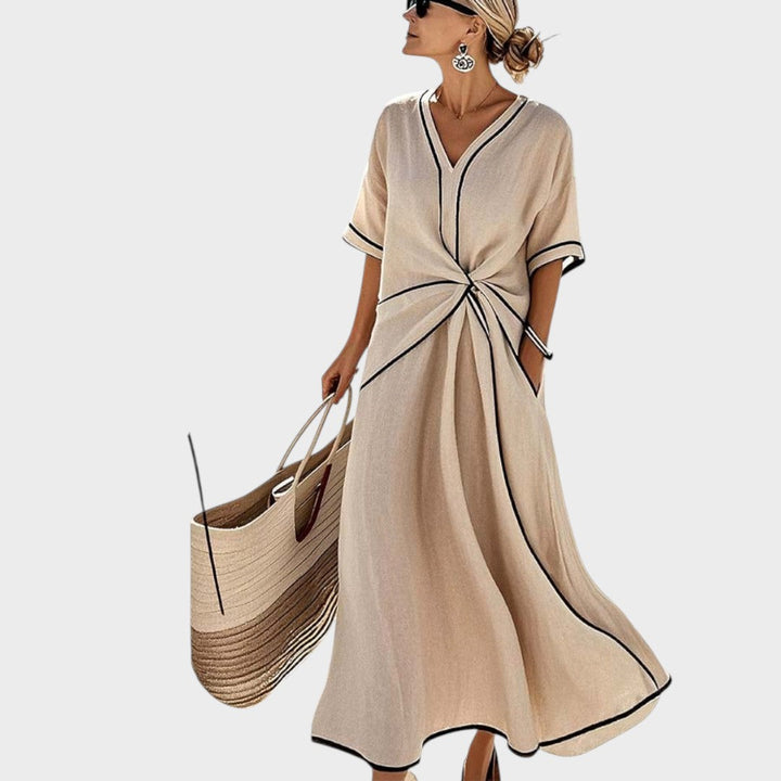 Ема - Стилна лятна рокля с райета