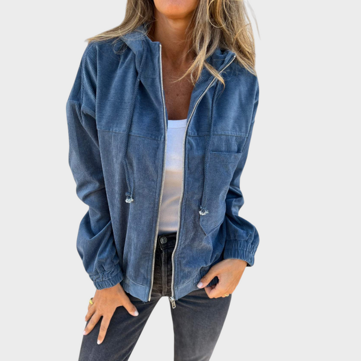 Зузана – Стилно велурено яке с качулка и цип