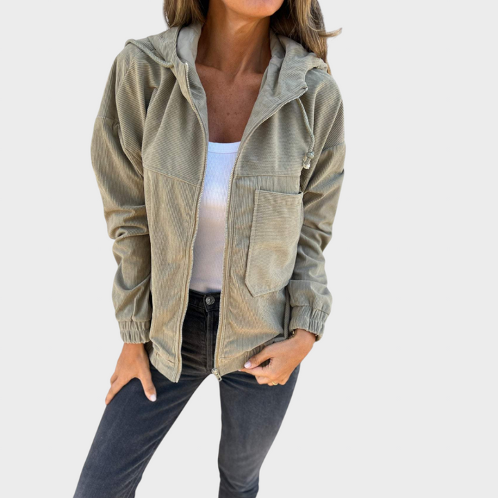 Зузана – Стилно велурено яке с качулка и цип