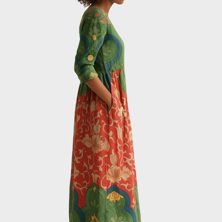 Клара - Винтидж цветна рокля за елегантни поводи