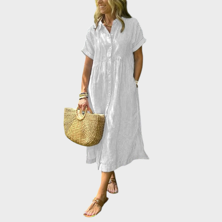 Лиляна - Стилна райета рокля за всеки повод