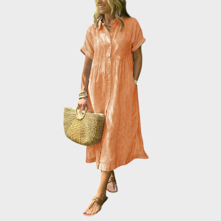 Лиляна - Стилна райета рокля за всеки повод