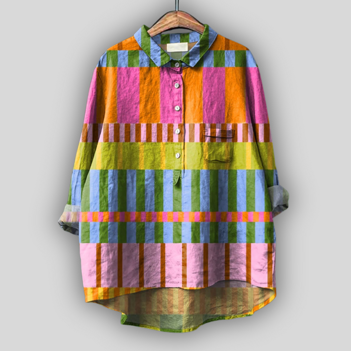 Летен Ленен Топ “Летен Мозайка” - Идеален за комфортно лято