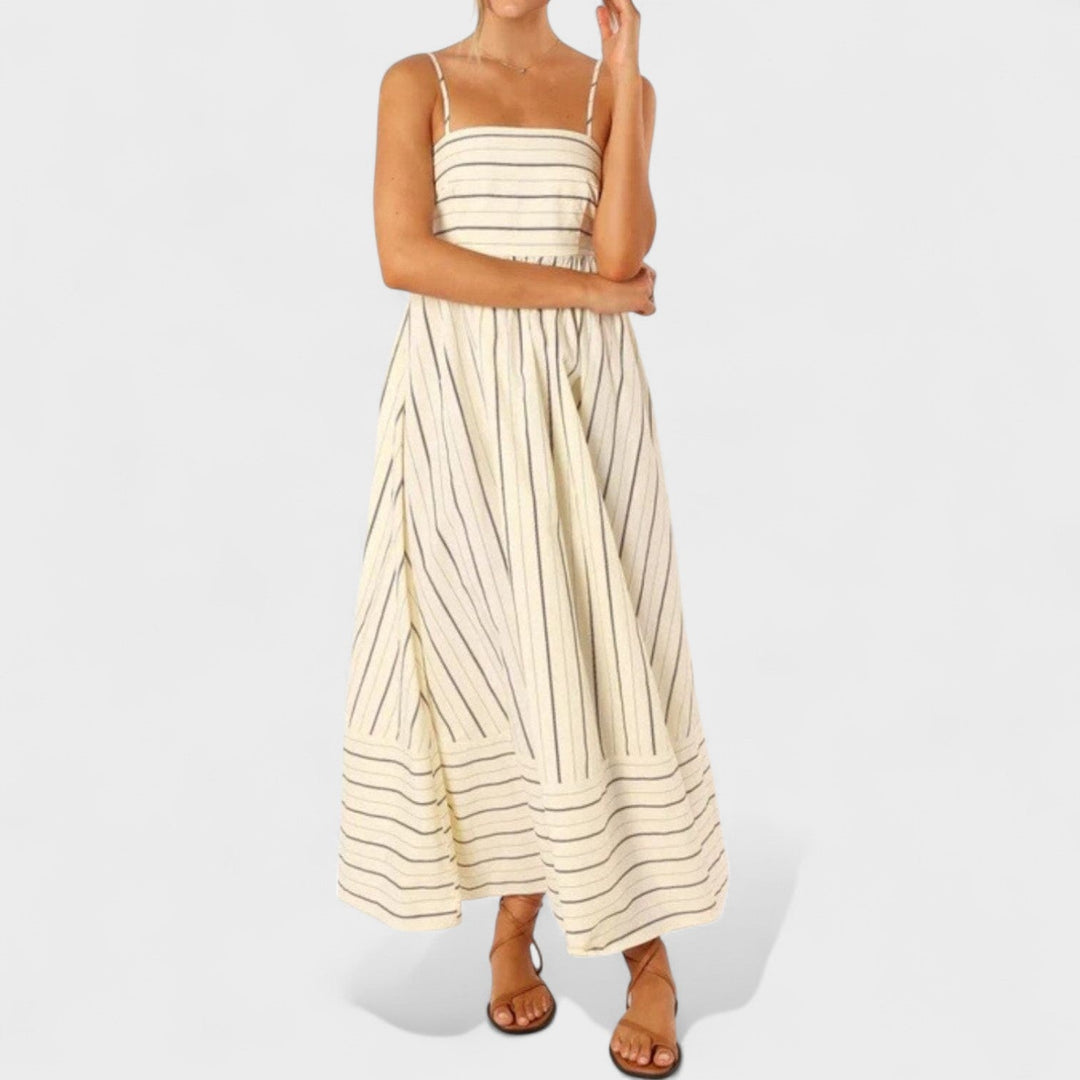 Изабел - Стилна дълга рокля с райета за всеки повод