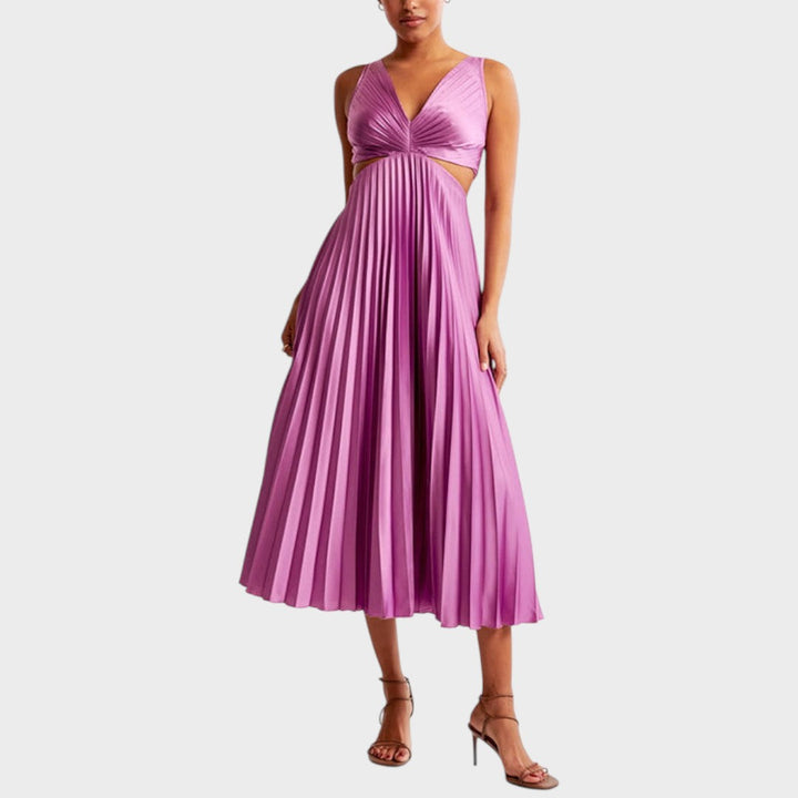 Катарина - Елегантна рокля с V-образно деколте за стилен вид