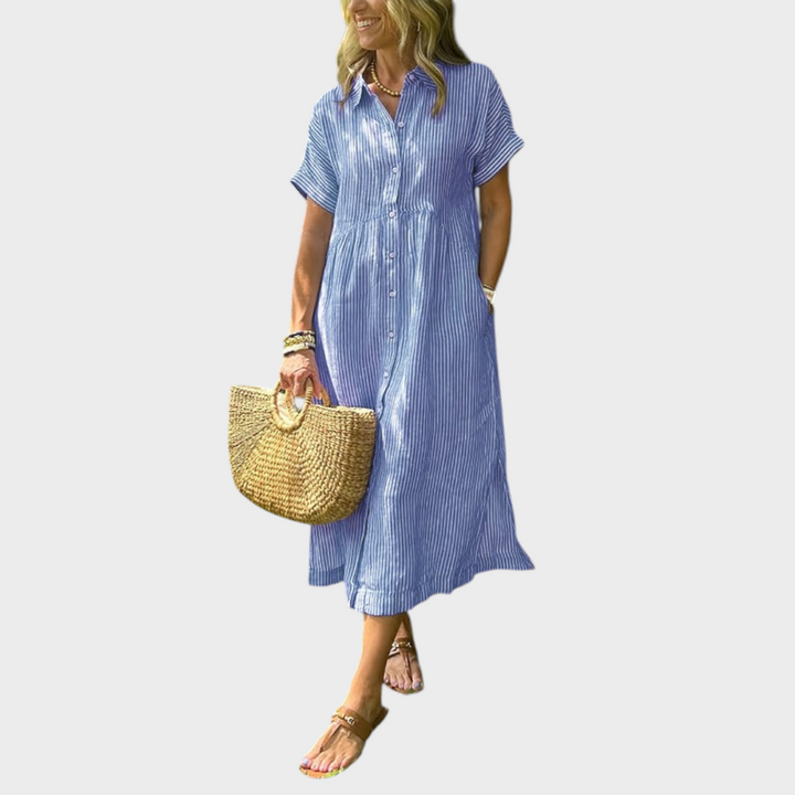 Лиляна - Стилна райета рокля за всеки повод