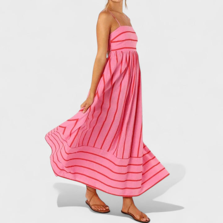 Изабел - Стилна дълга рокля с райета за всеки повод