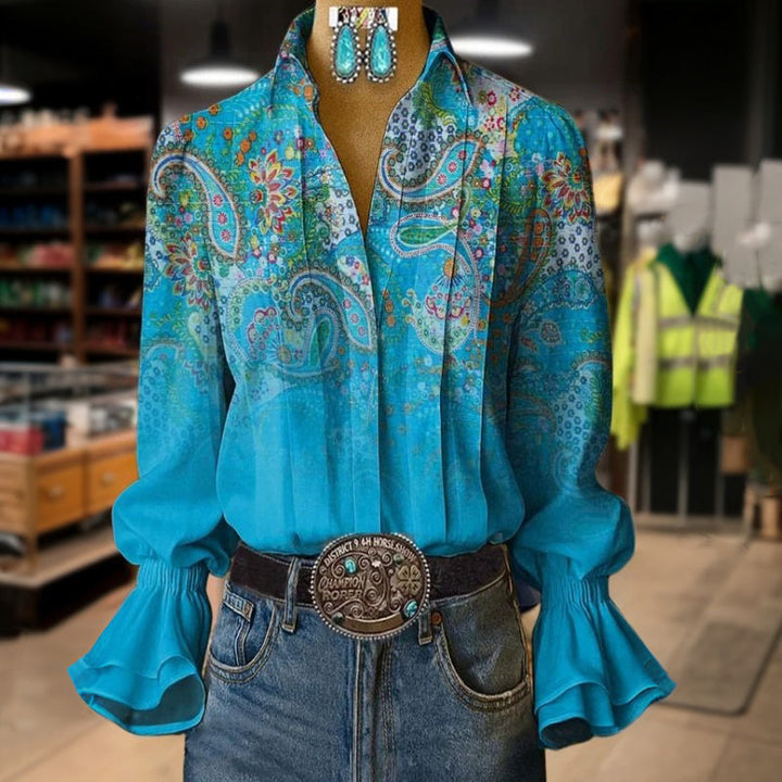 Елегантна винтидж риза с етнически мотиви за специални поводи