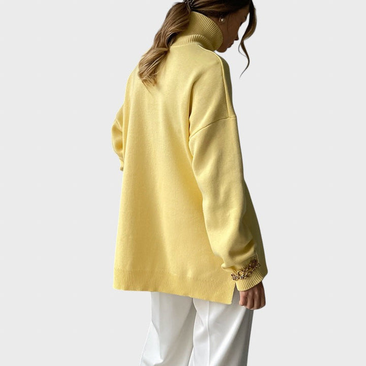 Елеонора™ - Удобен оувърсайз пуловер с поло яка