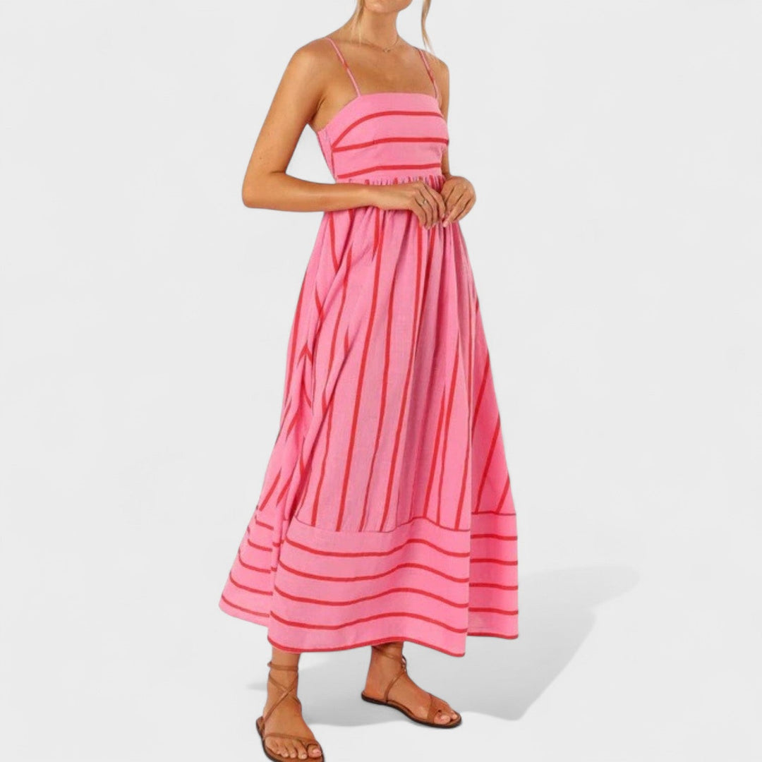 Изабел - Стилна дълга рокля с райета за всеки повод