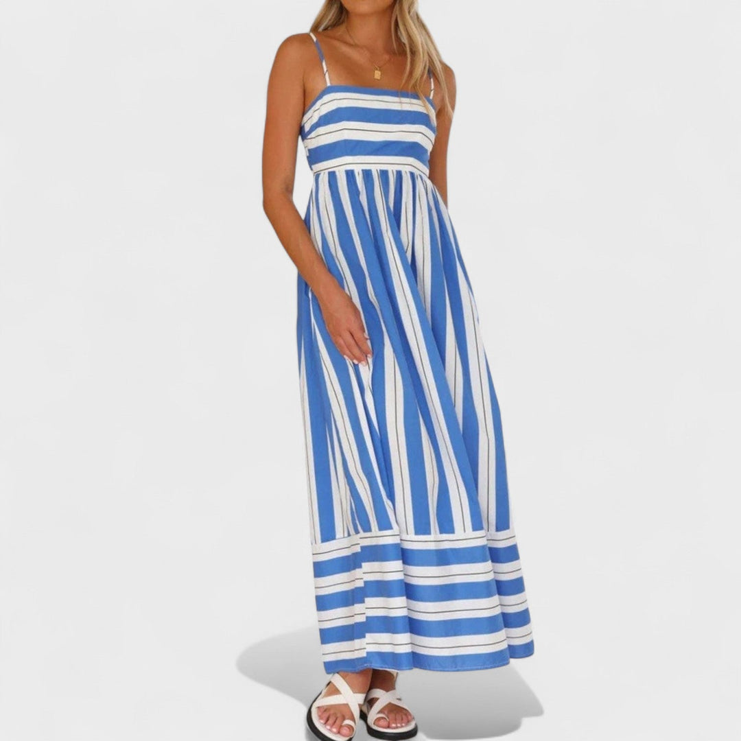 Изабел - Стилна дълга рокля с райета за всеки повод