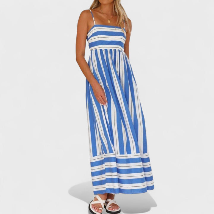 Изабел - Стилна дълга рокля с райета за всеки повод