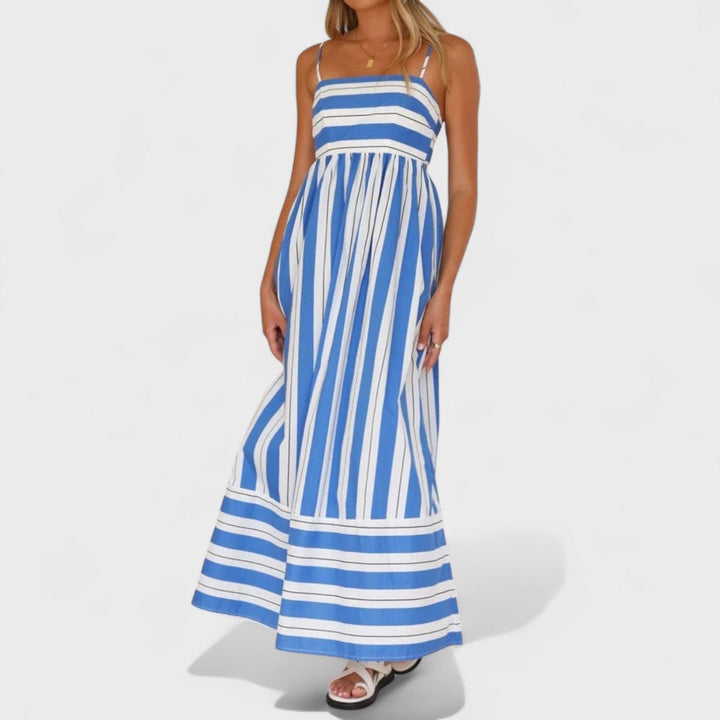 Изабел - Стилна дълга рокля с райета за всеки повод