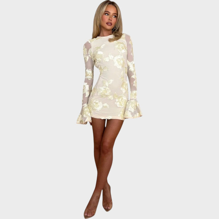 Ивана - Стилна рокля с камбанести ръкави за всякакви поводи