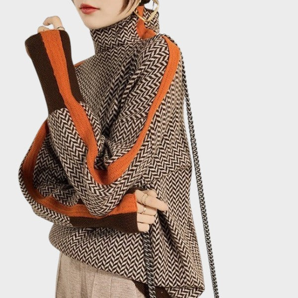 Жесика - Стилен пуловер с висока яка за комфорт и елегантност