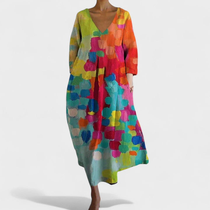 Елена - Стилна рокля с уникален принт