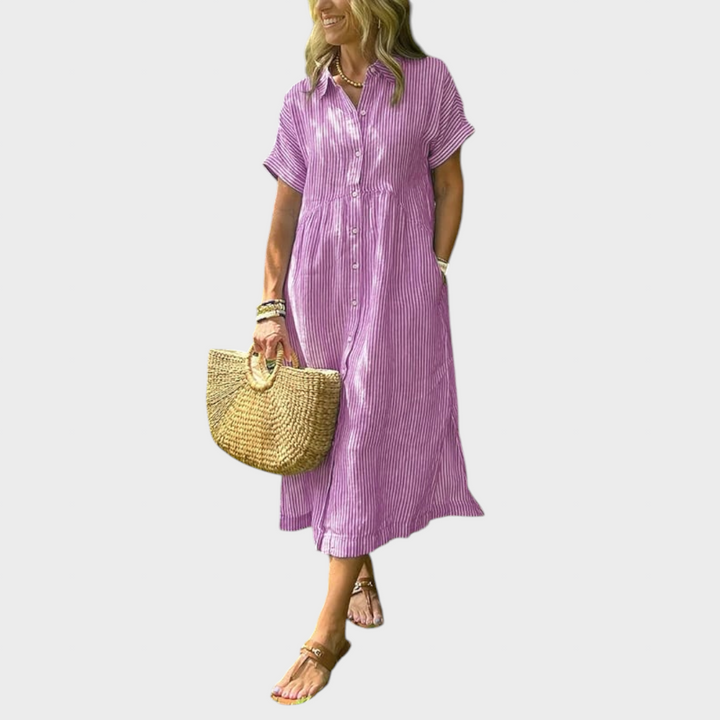 Лиляна - Стилна райета рокля за всеки повод