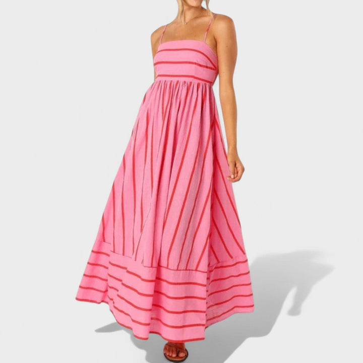 Изабел - Стилна дълга рокля с райета за всеки повод