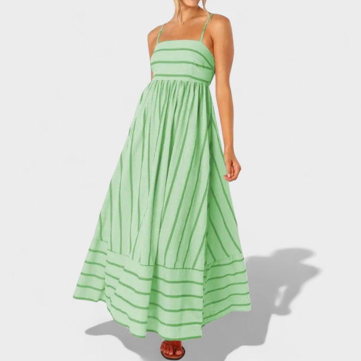 Изабел - Стилна дълга рокля с райета за всеки повод