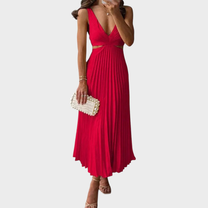 Катарина - Елегантна рокля с V-образно деколте за стилен вид