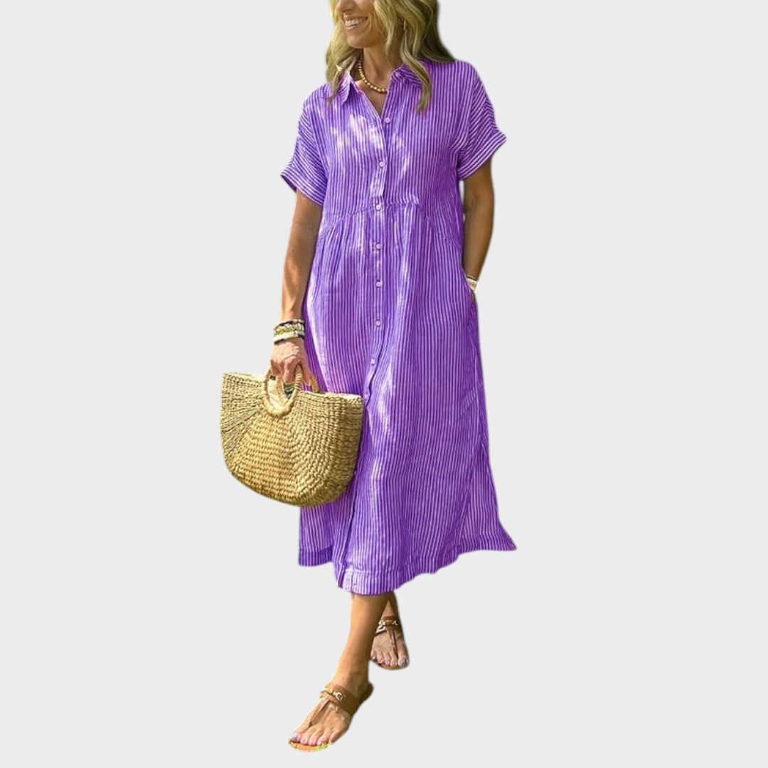 Лиляна - Стилна райета рокля за всеки повод