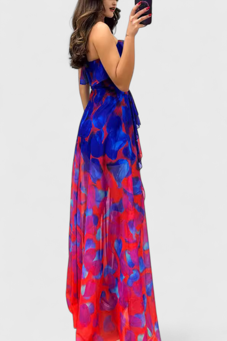 Зринка Макси Рокля без Ръкави с Волани за Елегантен Стил