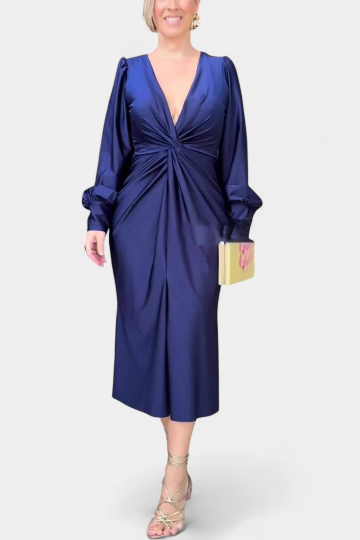 Лена Дълга Рокля с V-образно Деколте за Елегантен Стил