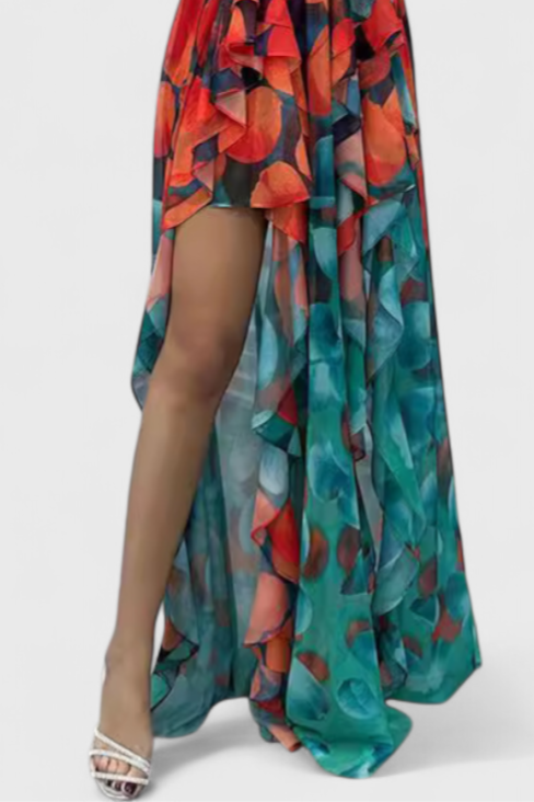 Зринка Макси Рокля без Ръкави с Волани за Елегантен Стил