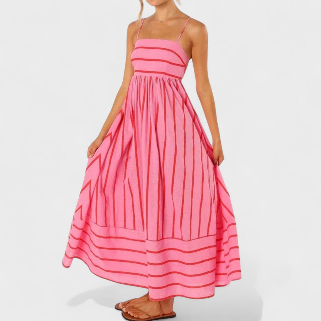 Изабел - Стилна дълга рокля с райета за всеки повод