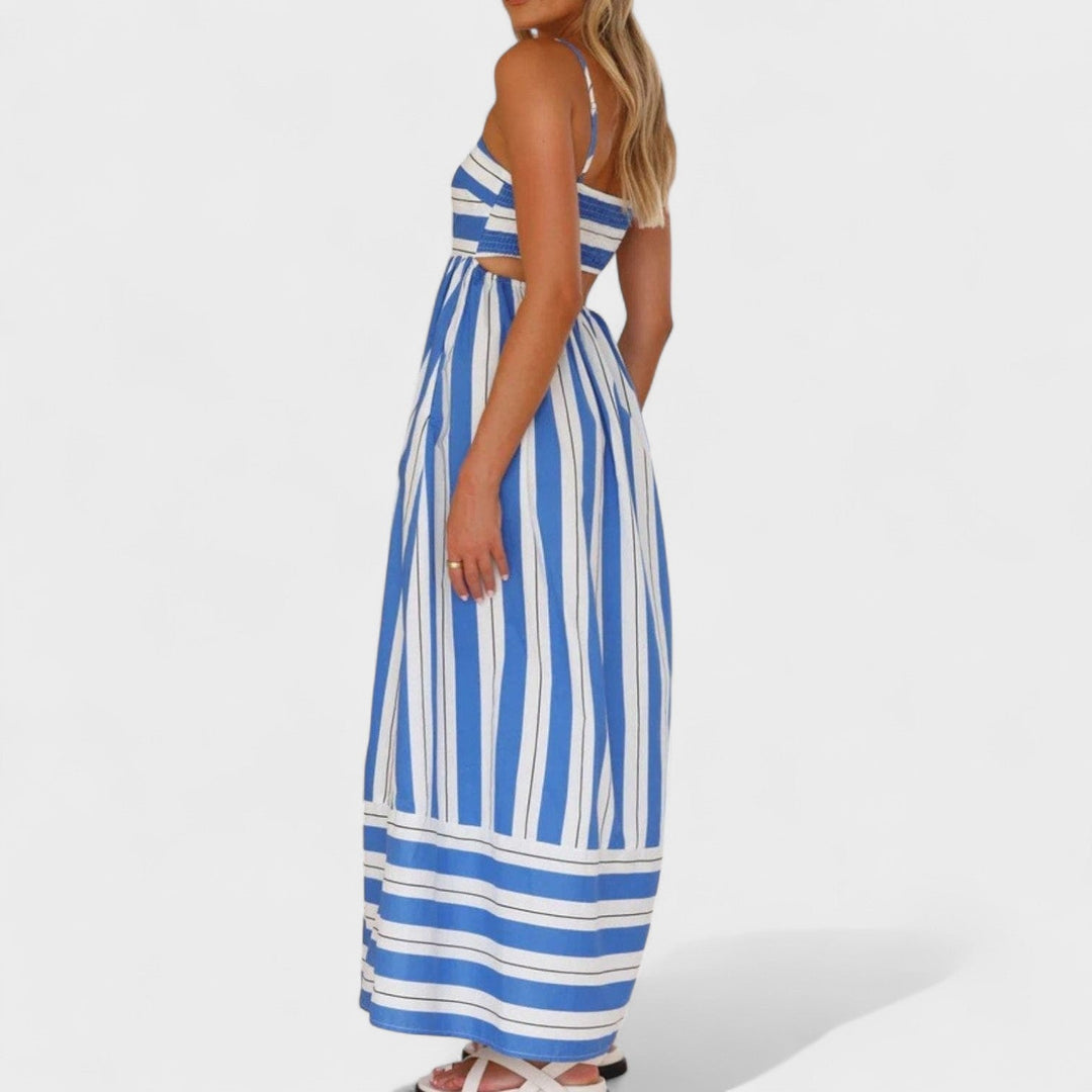 Изабел - Стилна дълга рокля с райета за всеки повод