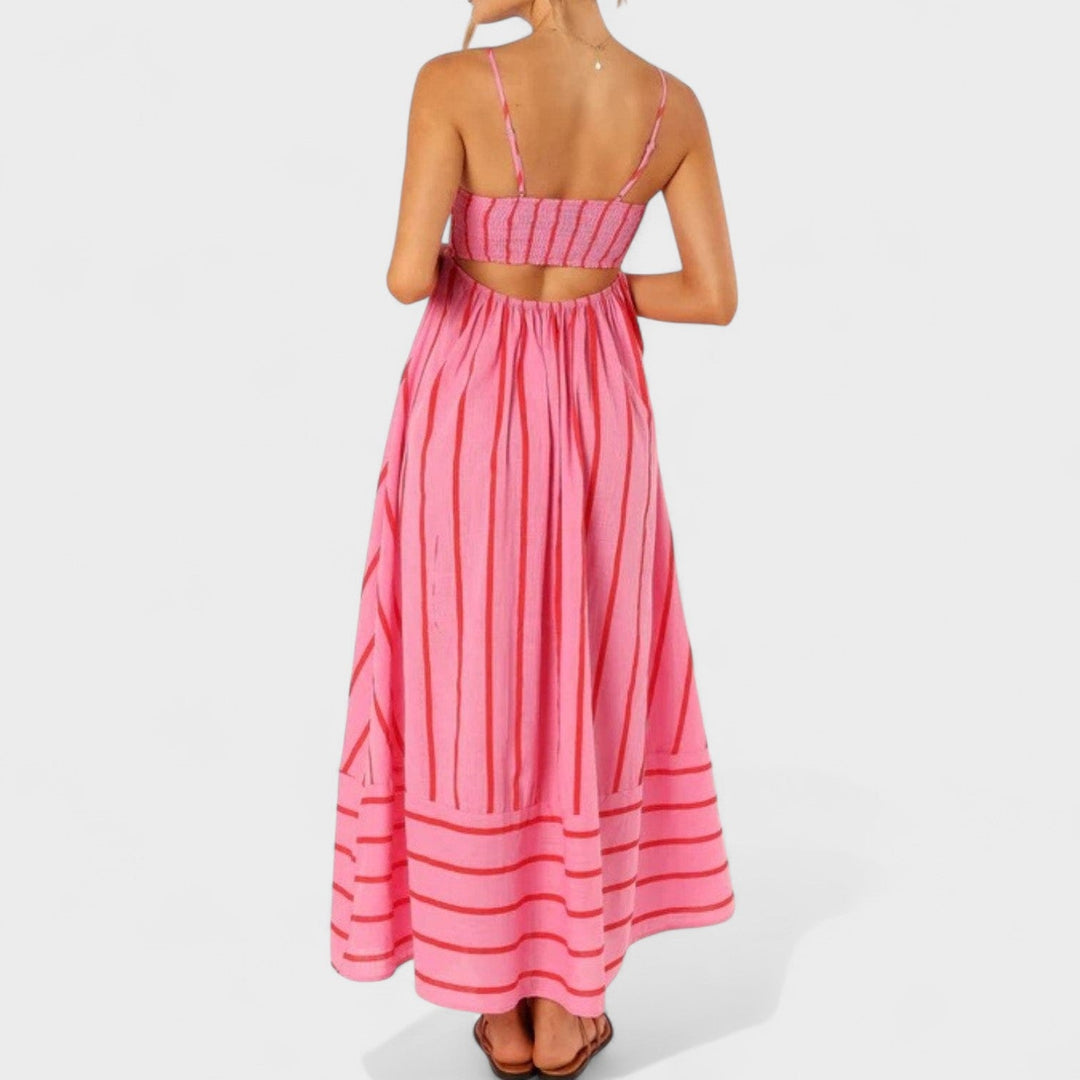 Изабел - Стилна дълга рокля с райета за всеки повод