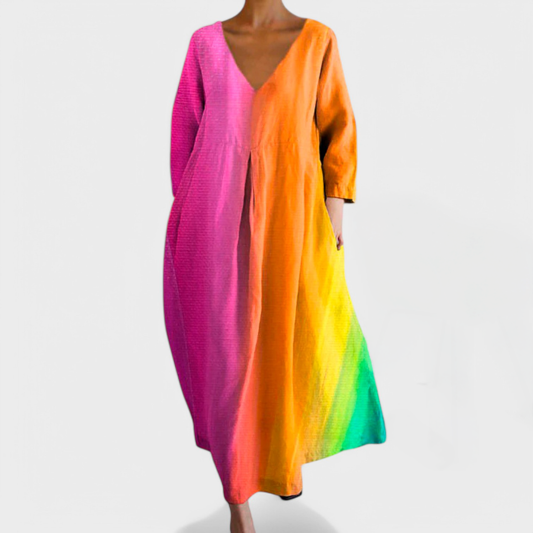 Йоана – Стилна рокля с V-образно деколте за всякакви поводи