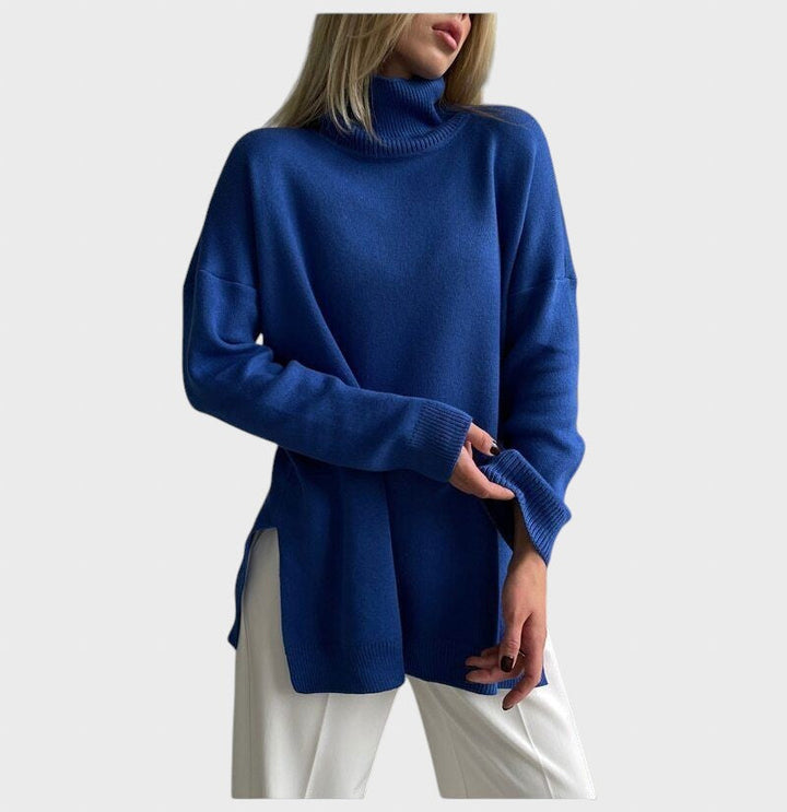 Елеонора™ - Удобен оувърсайз пуловер с поло яка