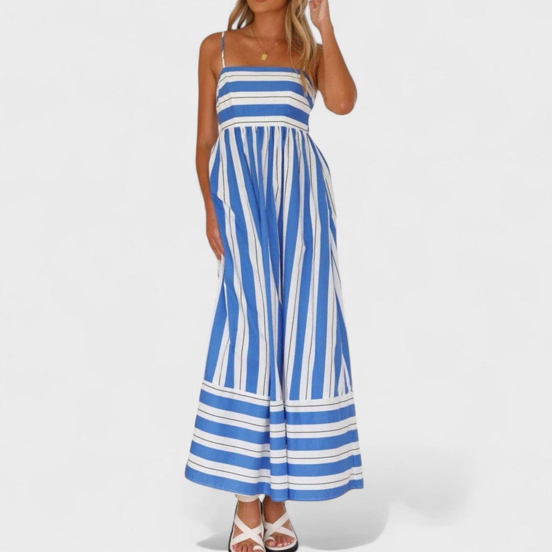 Изабел - Стилна дълга рокля с райета за всеки повод