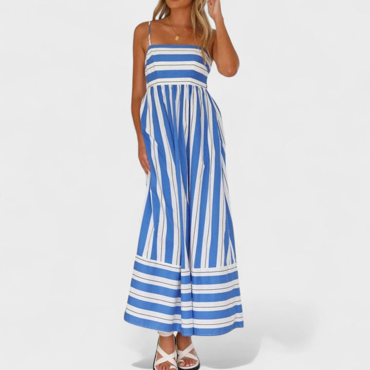 Изабел - Стилна дълга рокля с райета за всеки повод