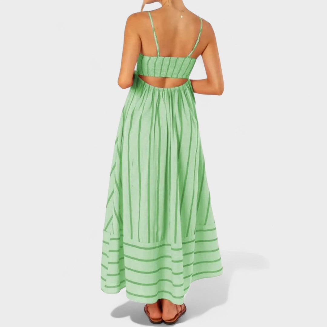 Изабел - Стилна дълга рокля с райета за всеки повод