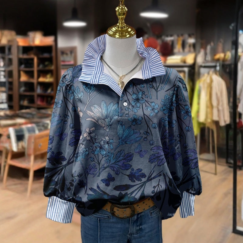 Елегантен винтидж блузон с цветен мотив за специални поводи