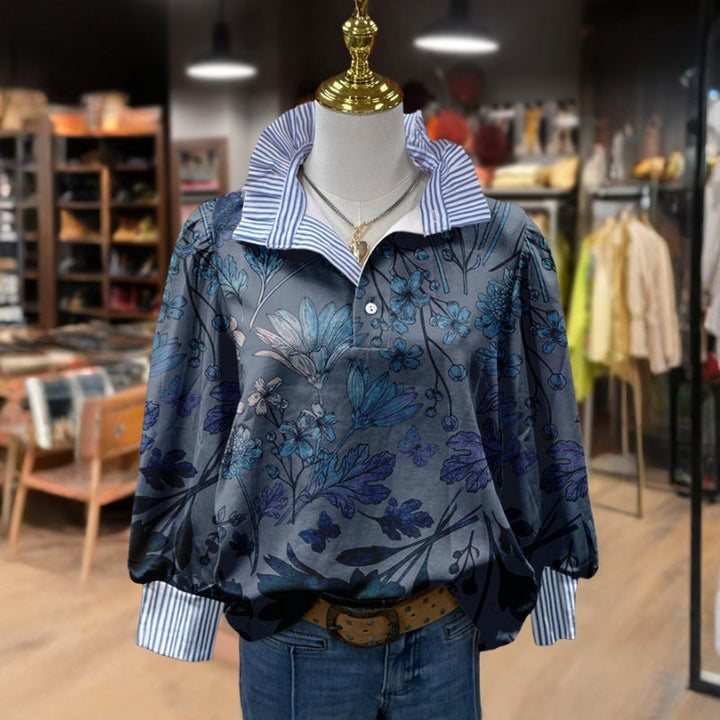 Елегантен винтидж блузон с цветен мотив за специални поводи
